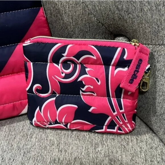 🦃 New Estée Lauder 2 Piece Puffy Stripped Cosmetic Makeup Travel Bag Set - Picture 4 of 6